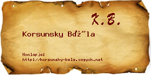 Korsunsky Béla névjegykártya